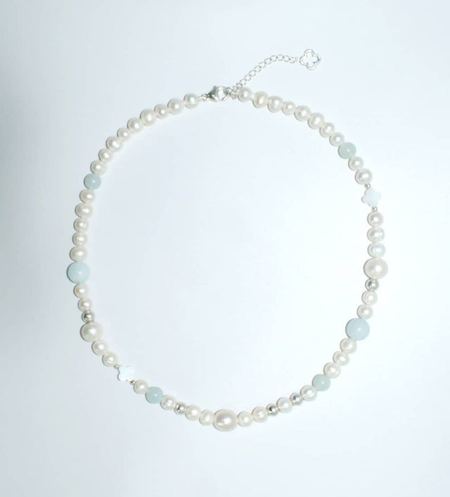 Collier Perles d'eau douce et Aigue Marine AUTEUIL - NEIJE