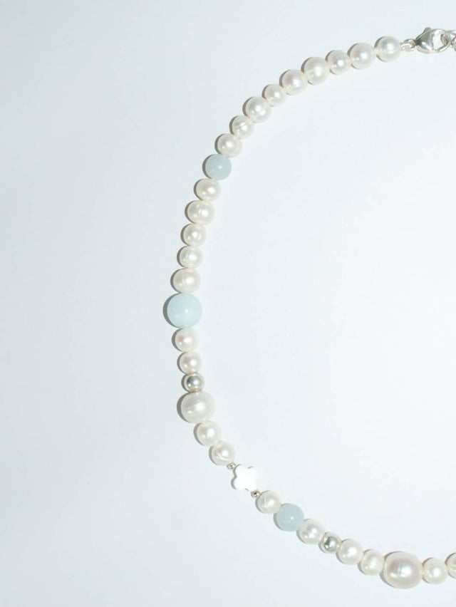 Collier Perles d'eau douce et Aigue Marine AUTEUIL - NEIJE