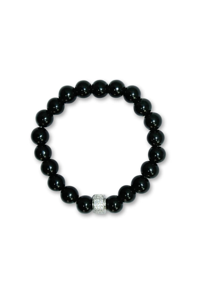 Bracelet Onyx et Plaqué Or Blanc COURCHEVEL - NEIJE