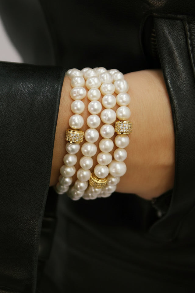 Bracelet de Perles de Culture Blanches