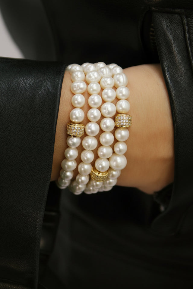 Bracelet de Perles de Culture Blanches