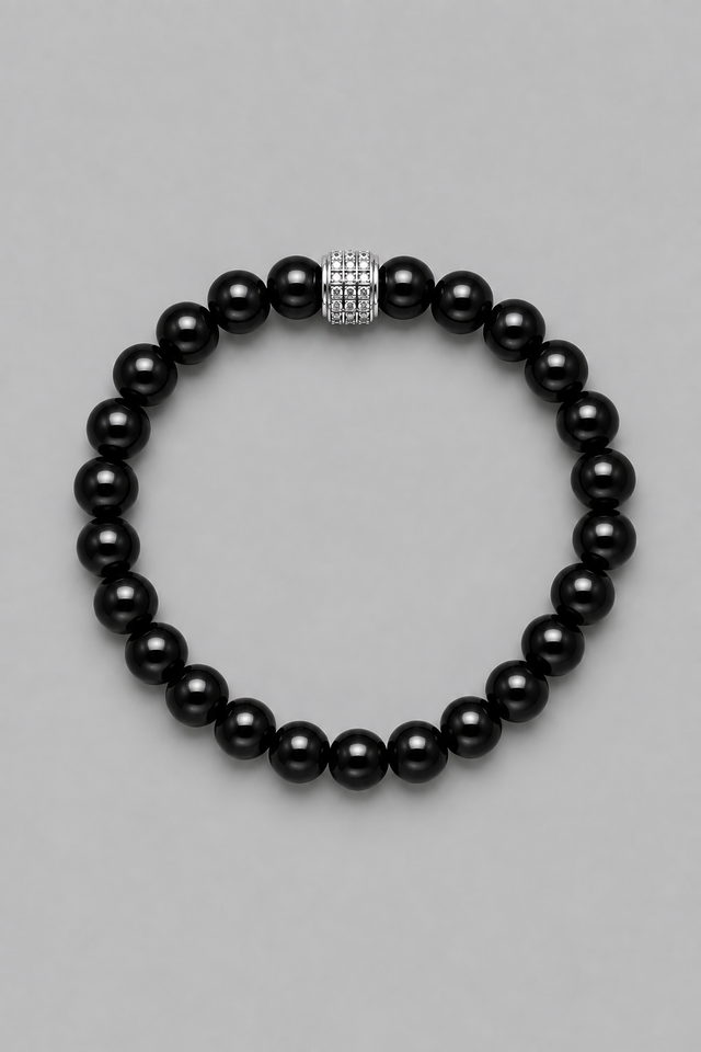 Bracelet Onyx Noir et Or Blanc - NEIJE