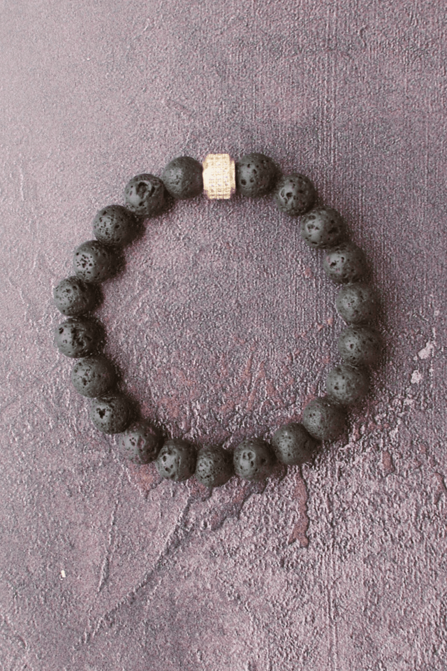 Bracelet Pierre de Lave et Plaqué Or