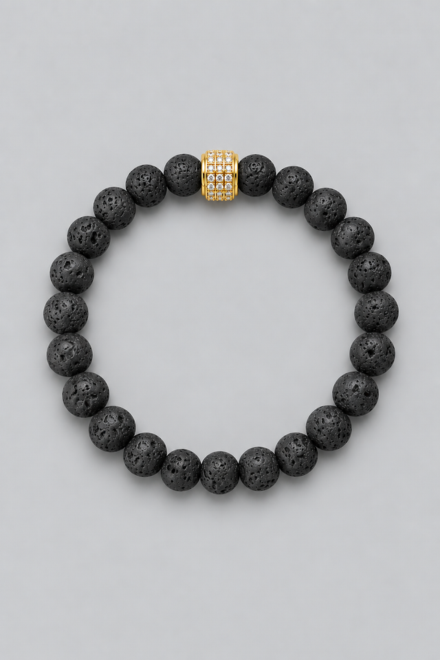 Bracelet Pierre de Lave et Or pour Homme - NEIJE