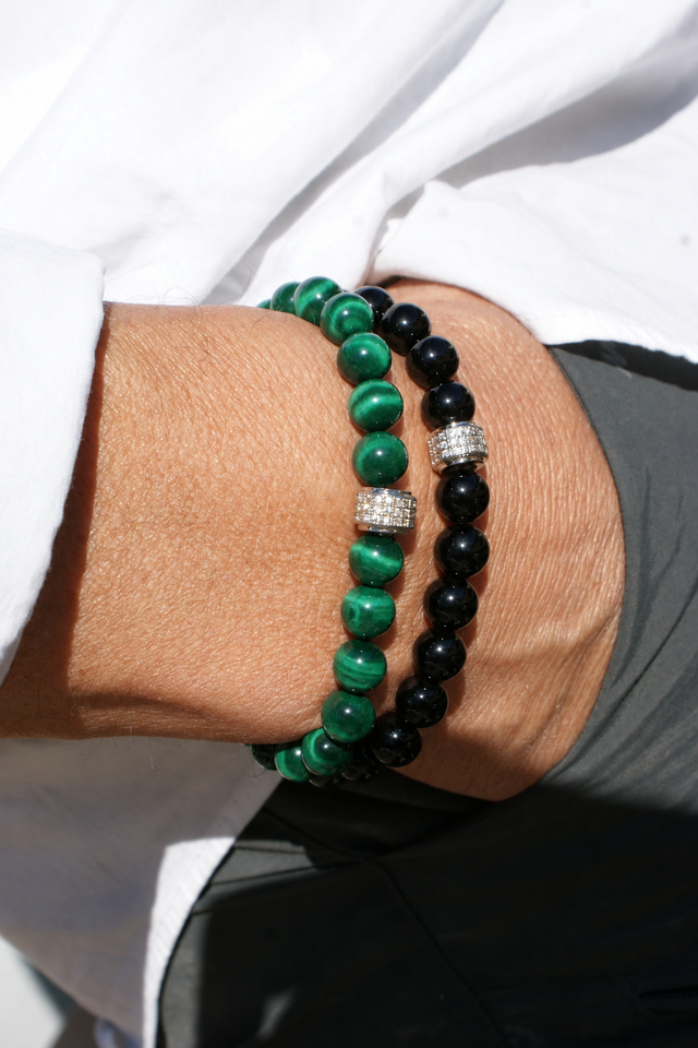 Bracelets pour Homme en Malachite et Onyx