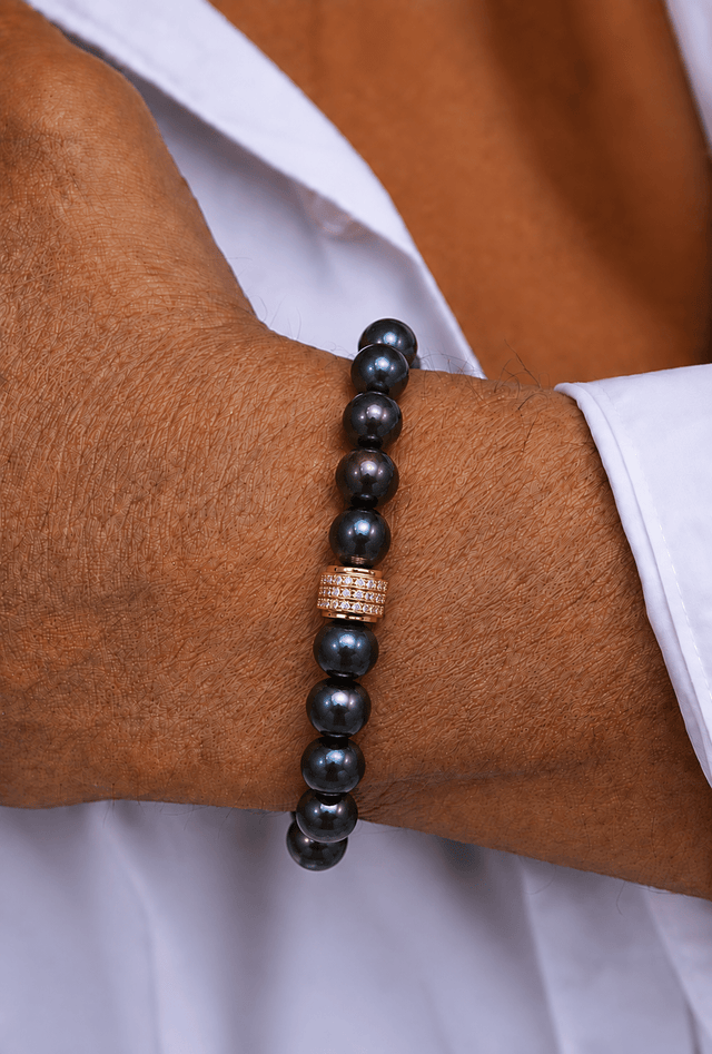 Bracelet Marlow Perles d'eau douce Noir Profond Or Jaune - NEIJE