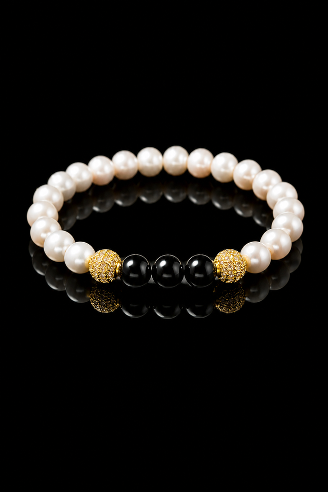 Bracelet Homme perle et onyx