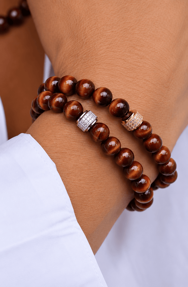Bracelet Corto Oeil de Taureau Or Blanc pour Homme - NEIJE