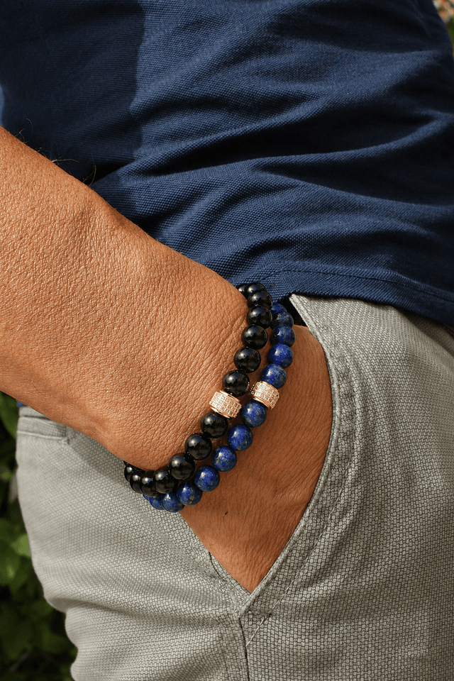 Coffret Duo de Bracelets Onyx & Lapis Lazuli - Or Jaune - NEIJE