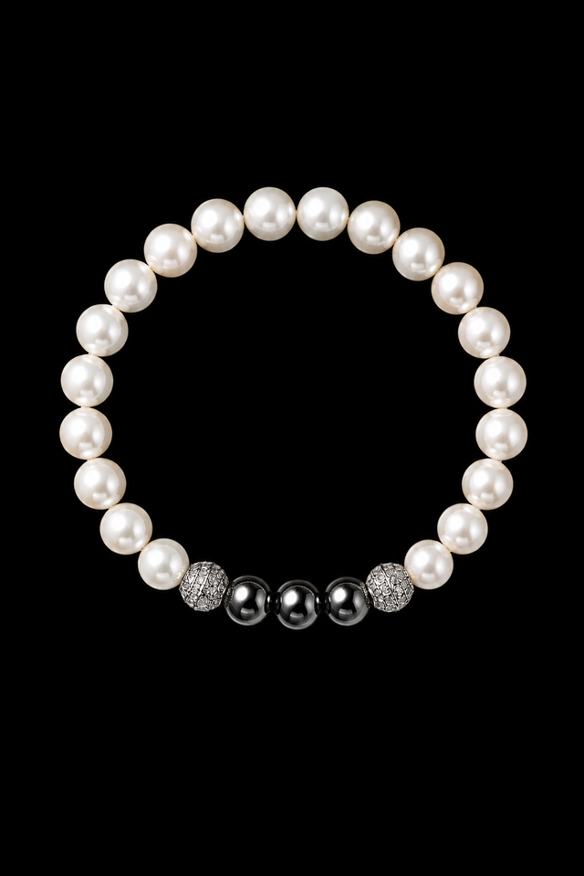Bracelet Homme Perles d'eau douce et Hématite
