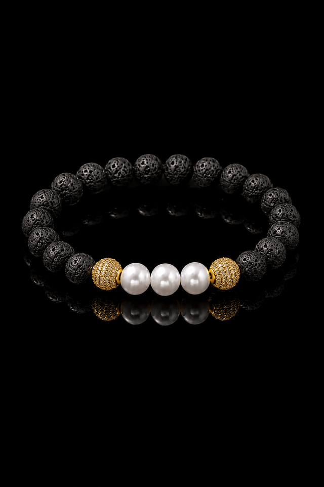 Bracelet Eclipse Pierre de Lave et Or Jaune - NEIJE