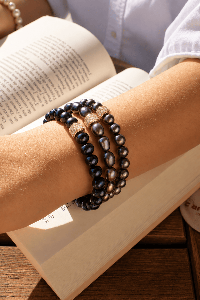 Bracelet Swann Perles de Culture Noires Or Jaune - NEIJE