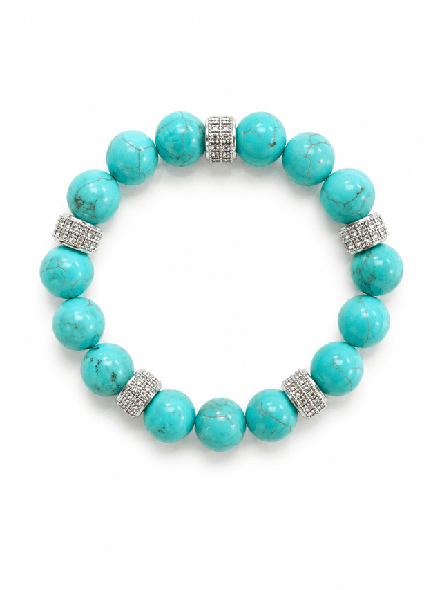 Bracelet Turquoise et plaqué or Blanc