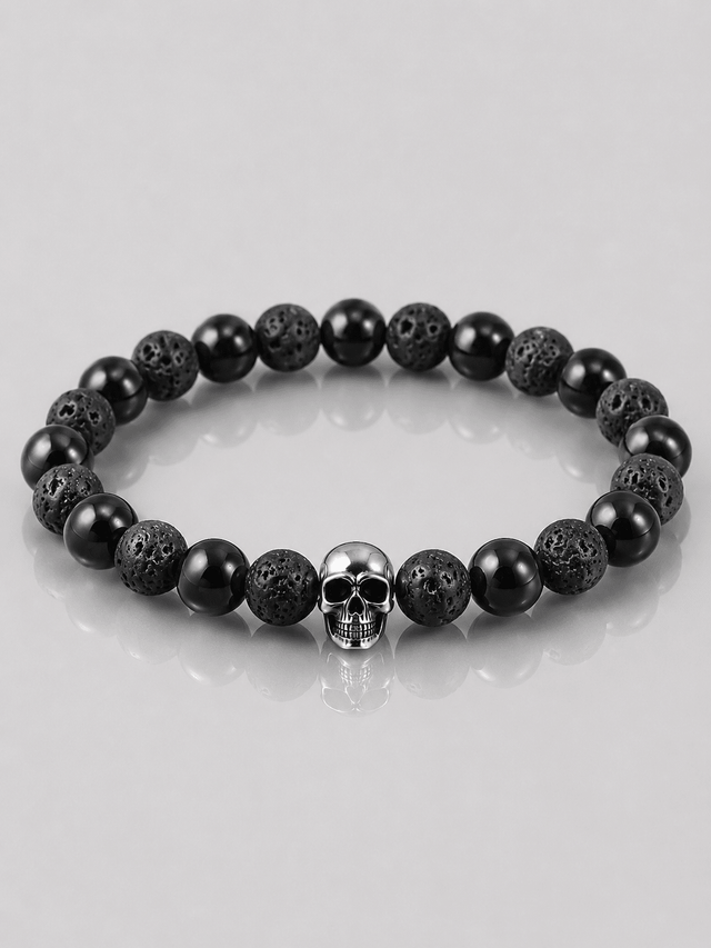 Bracelet Requiem Onyx Pierre de Lave et Argent 925 - NEIJE