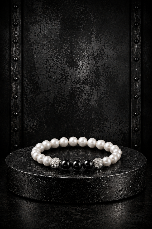 Bracelet Unisexe Perles d'eau douce et Onyx - NEIJE