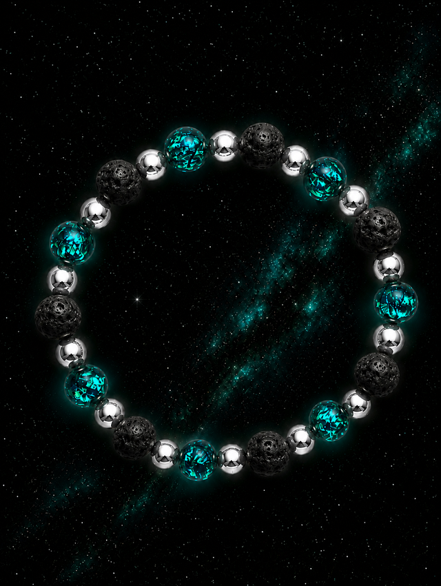 Bracelet pour homme perles Hotaru Pierre de Lave et Argent 925