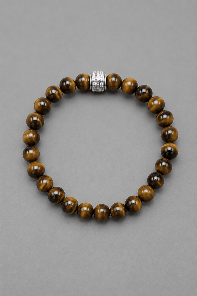 Bracelet Corto Oeil de Tigre Or Blanc - NEIJE