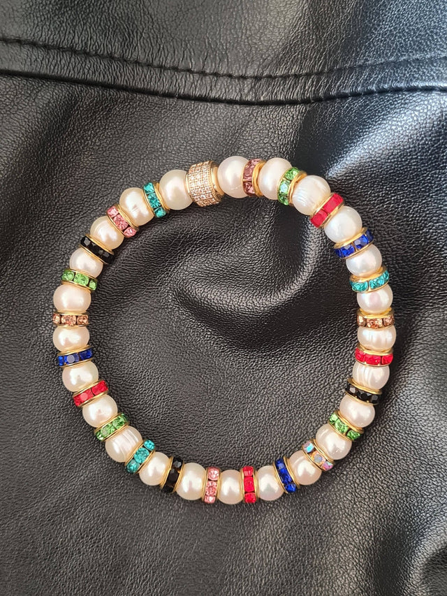 Bracelet Madame Bovary Perles de Culture et Diamants Multicolores - NEIJE