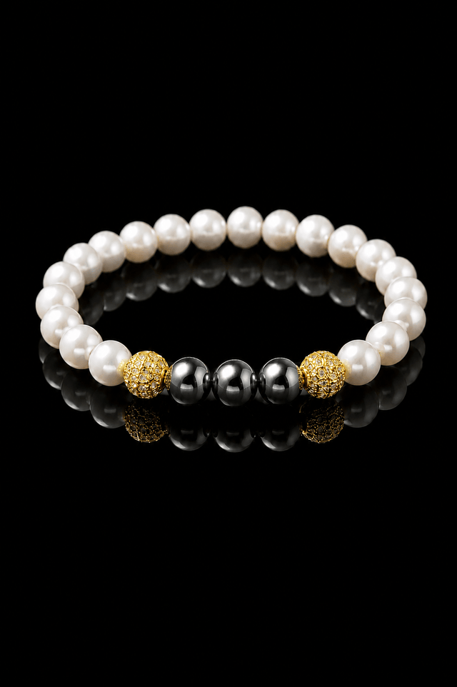 Bracelet Eclipse Perles d'eau douce & Hématite - Or Jaune - NEIJE