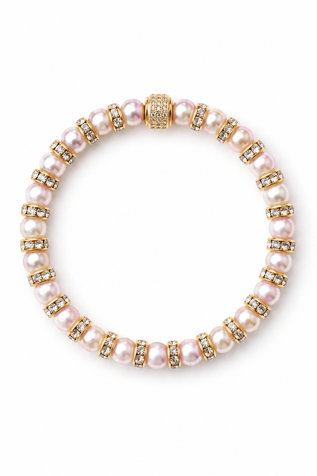 Bracelet Perles Roses et Diamant - NEIJE