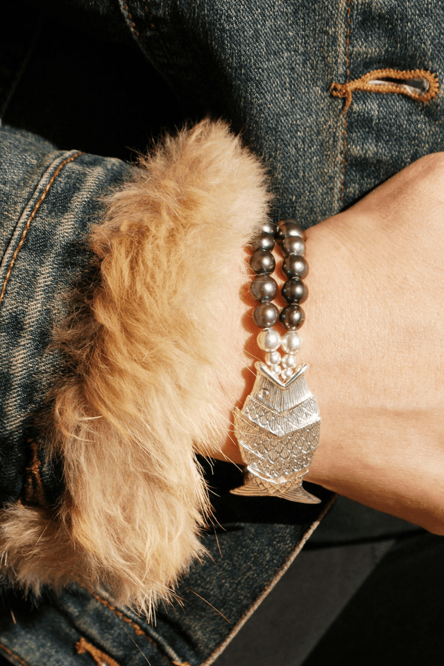 Bracelet Gefilte (Argent + Perles Noires) - NEIJE