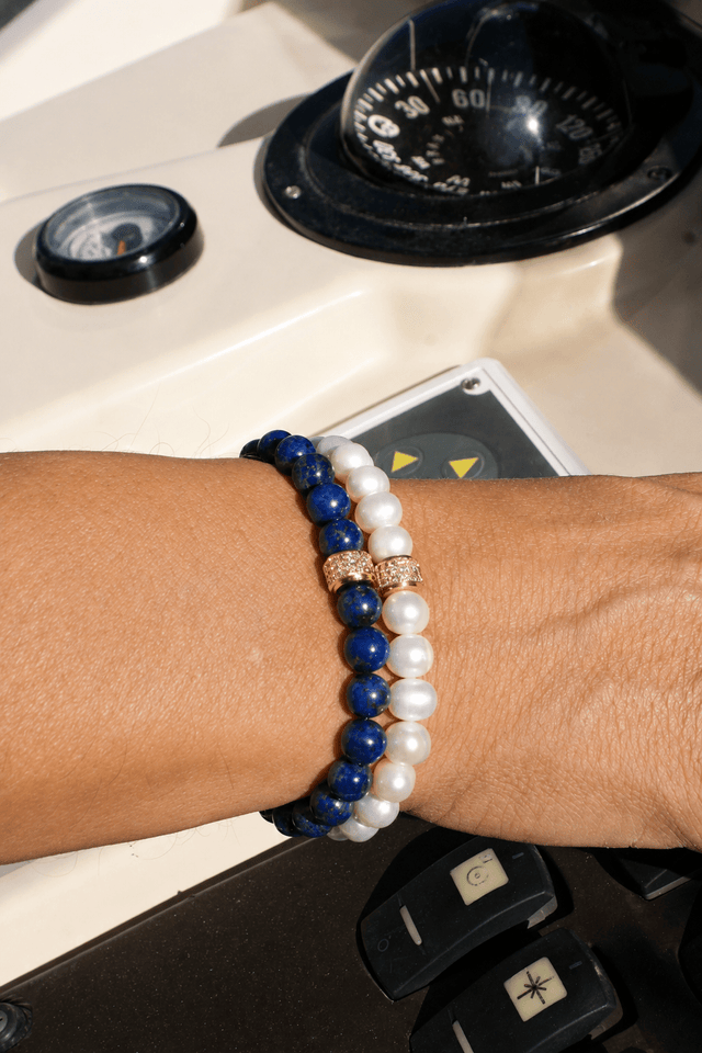 Coffret Duo de Bracelets Lapis Lazuli & Perles d'eau douce - Or Jaune - NEIJE