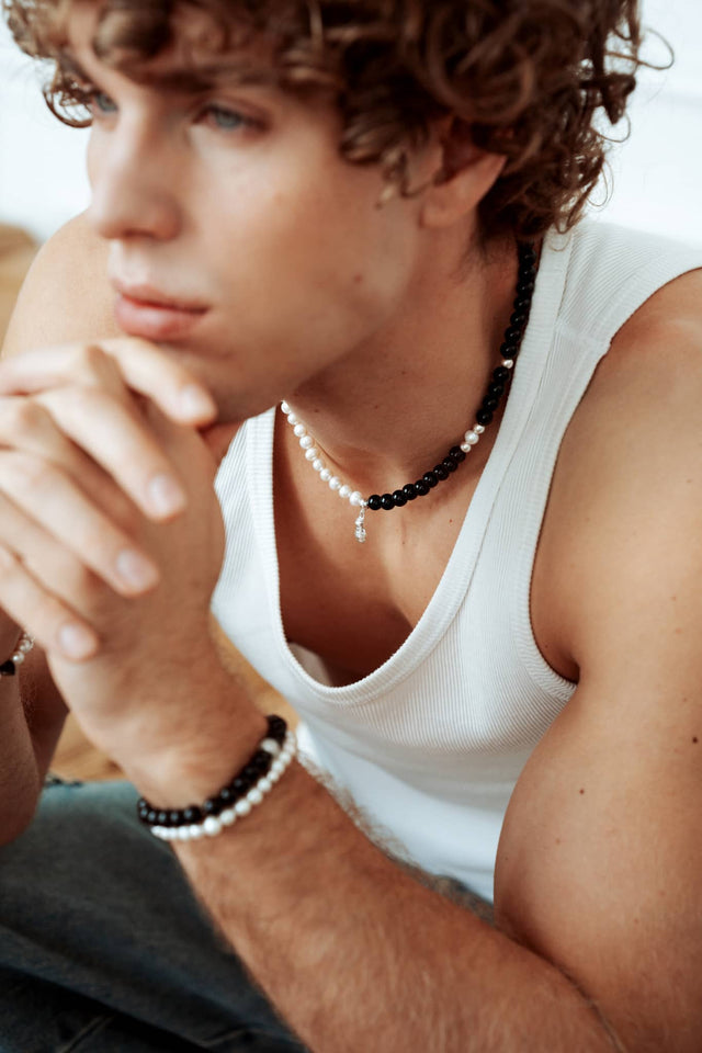 Collier Homme Perle Onyx