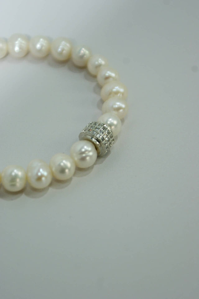Bracelet Perles d'eau douce et Plaqué Or Blanc COURCHEVEL - NEIJE