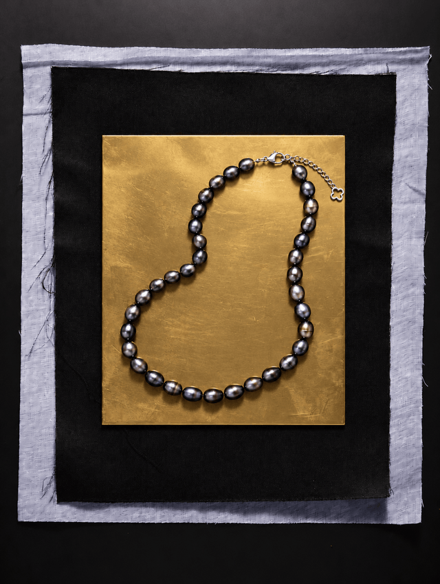 Collier Monte-Cristo Perles d'eau douce Noires et Argent 925 - NEIJE