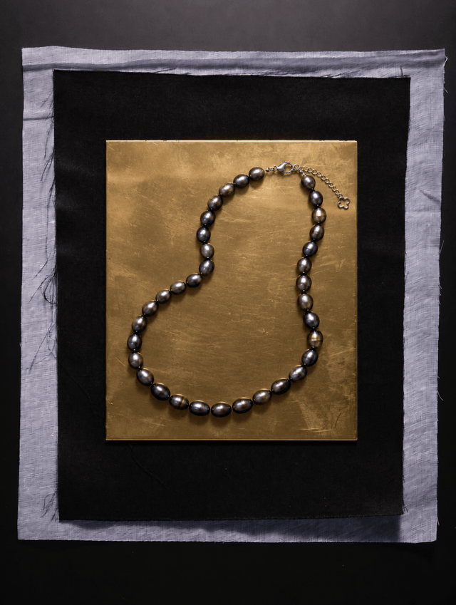 Coffret Collier & Bracelet Perles d'eau douce Noires et Argent 925 - Monte Cristo - NEIJE