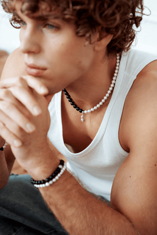 Collier Fight Perles d'eau douce et Onyx - NEIJE
