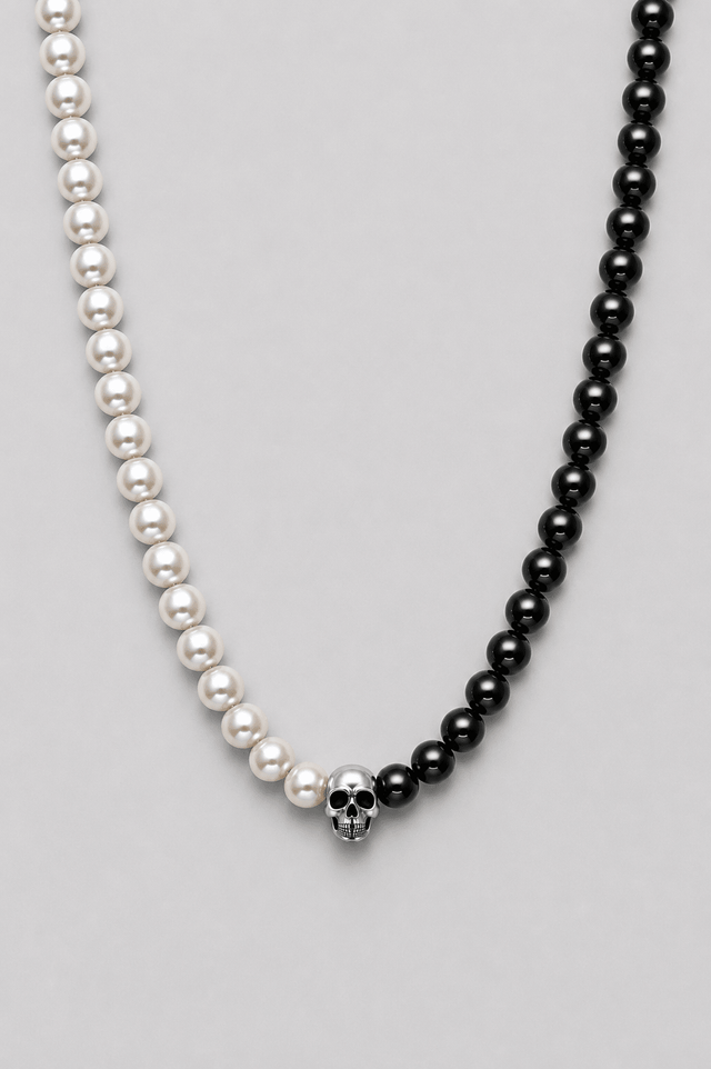 Collier Requiem Perles d'eau douce Onyx et Argent 925 - NEIJE