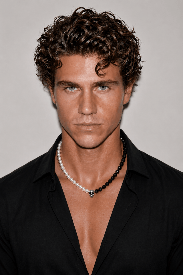 Collier Requiem Perles d'eau douce Onyx et Argent 925 - NEIJE
