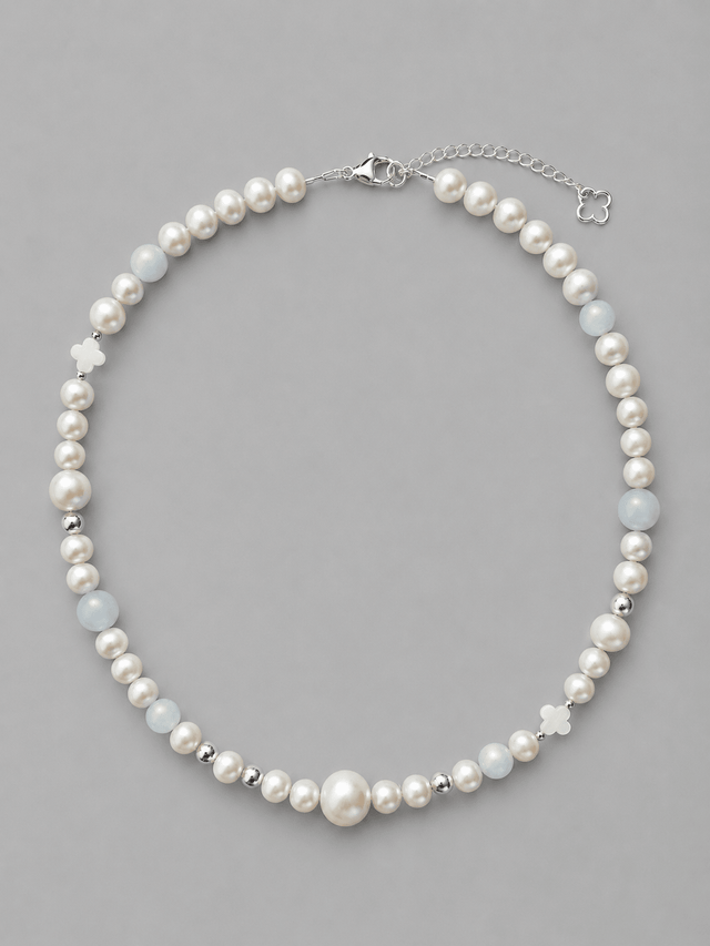 Collier Bleu du Prince Perles d'eau douce et Aigue Marine - NEIJE