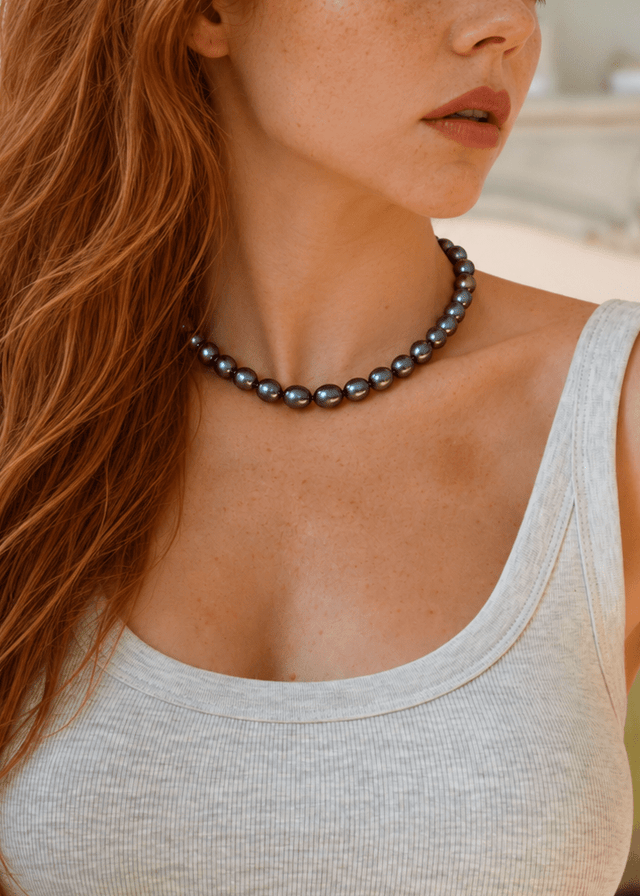 Coffret Collier & Bracelet Perles de Culture Noires - Athéna - NEIJE