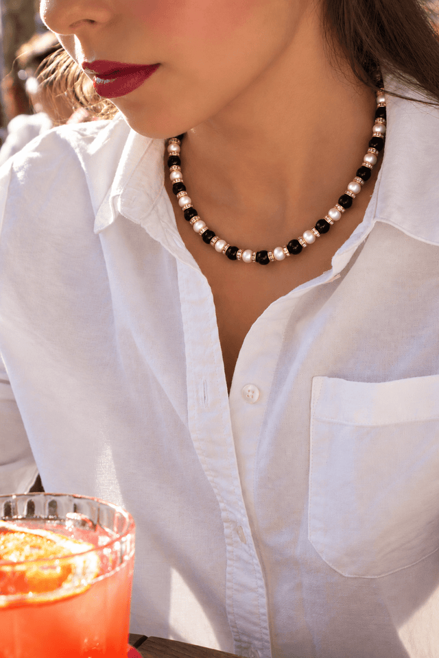 Collier Schachmatt Onyx et Perles de Culture - NEIJE