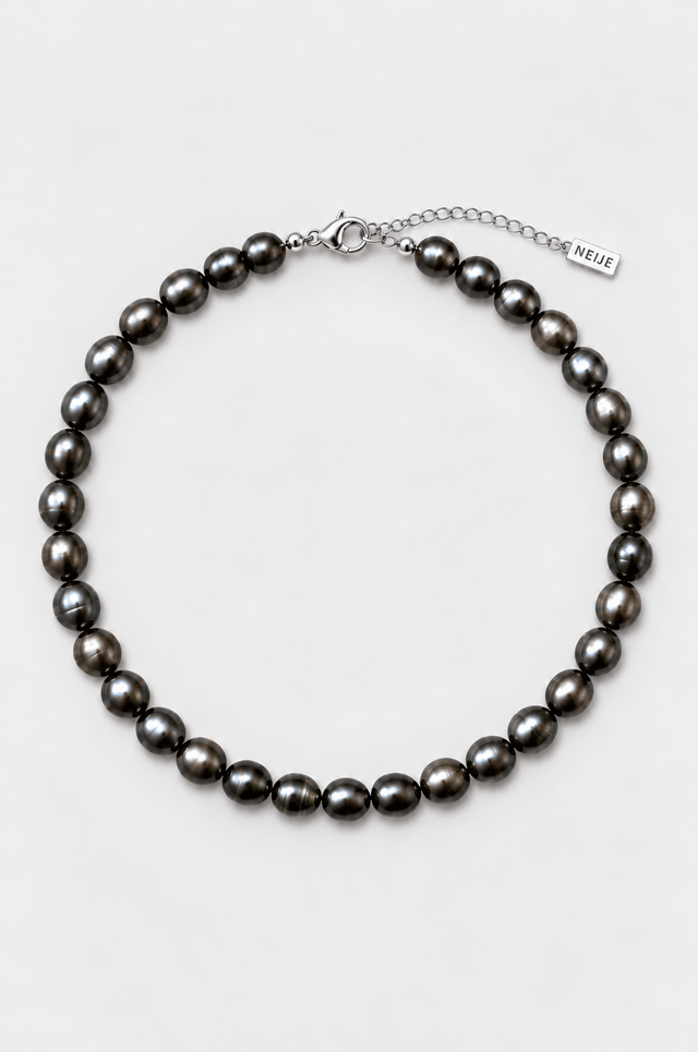 Collier Perles de Culture Noires et Argent 925 - Athéna - NEIJE