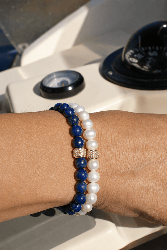 Coffret Duo de Bracelets Lapis Lazuli & Perles d'eau douce - Or Jaune - NEIJE
