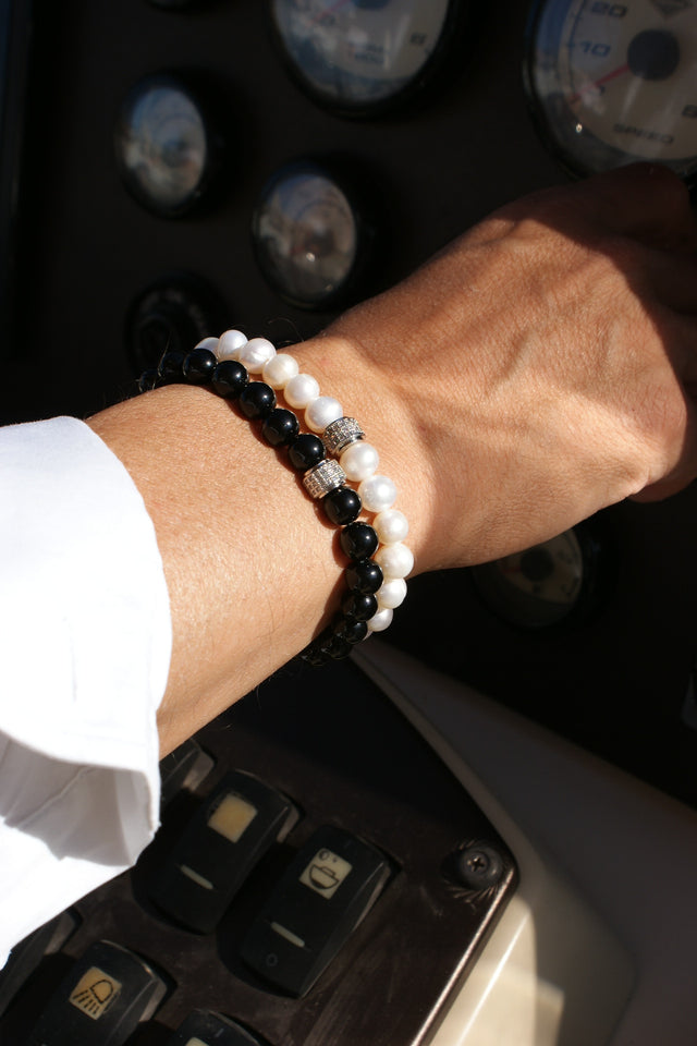Duo de Bracelets pour homme onyx et perles d'eau douce - NEIJE