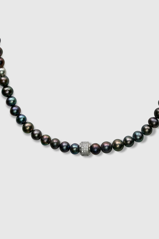 Collier Perles Noires et Plaqué Or Blanc COURCHEVEL - NEIJE