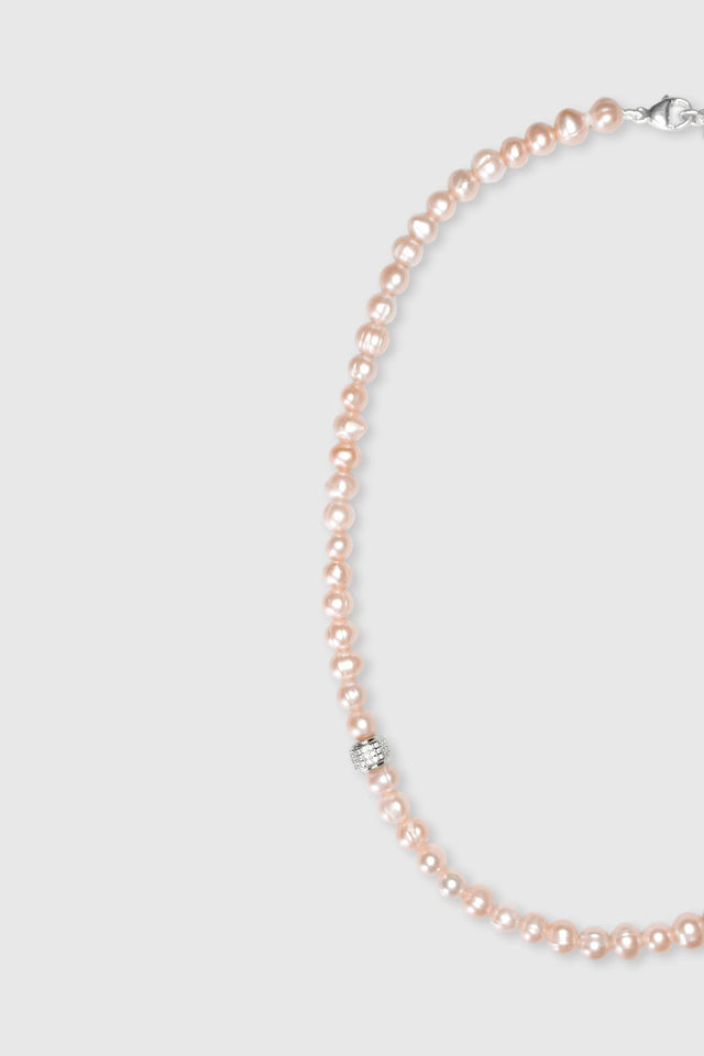 Collier Perles Roses et Plaqué Or Blanc COURCHEVEL - NEIJE