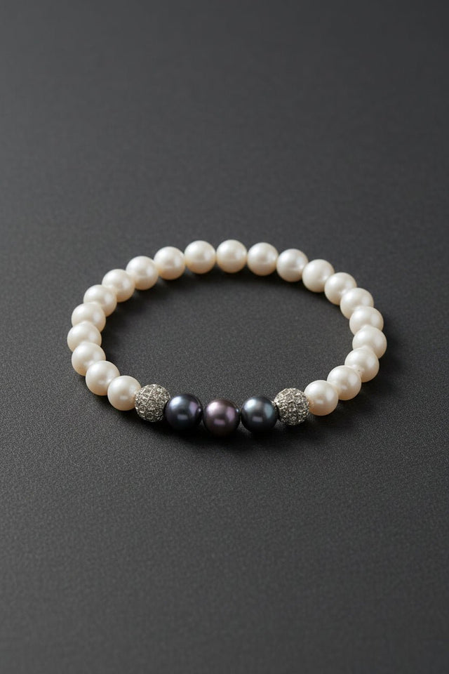 Bracelet Eclipse Perles d'eau douce et Or Blanc - NEIJE