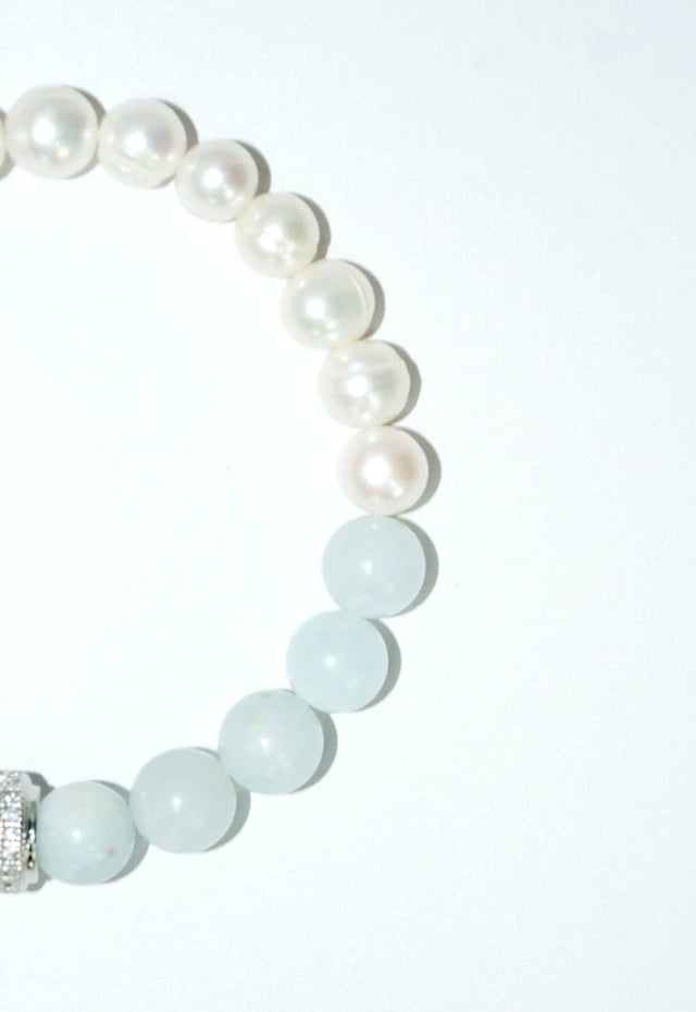 Bracelet Perles d'eau douce et Aigue Marine COURCHEVEL - NEIJE