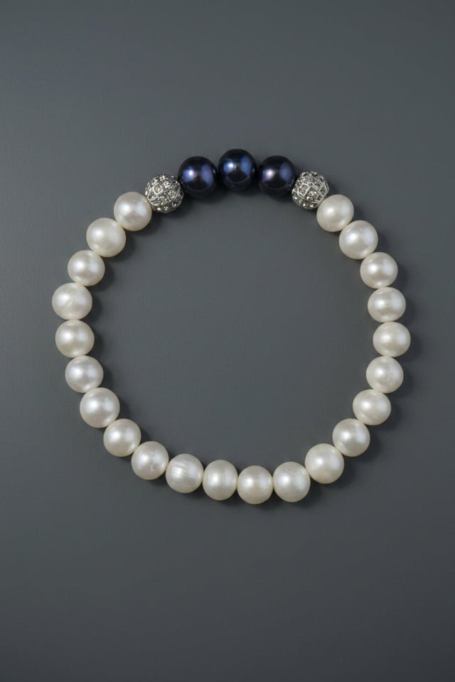 Bracelet Eclipse Perles d'eau douce et Or Blanc - NEIJE
