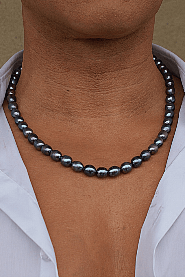 Collier Monte - Cristo Perles d'eau douce Noires et Argent 925 - NEIJE