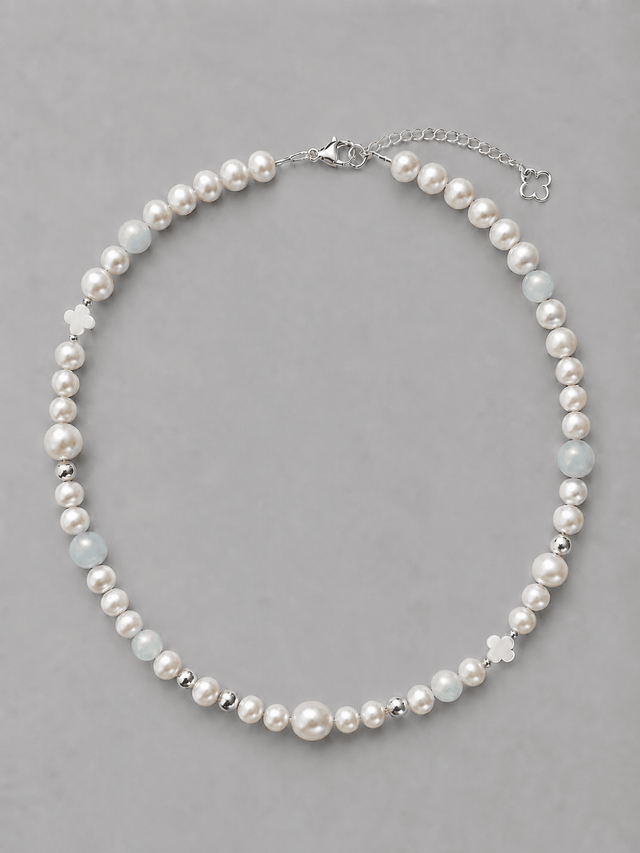 Collier Bleu du Prince Perles d'eau douce et Aigue Marine - NEIJE