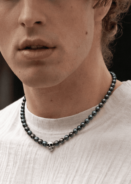 Collier Rebel Perles d'eau douce Noires et Argent 925 - NEIJE