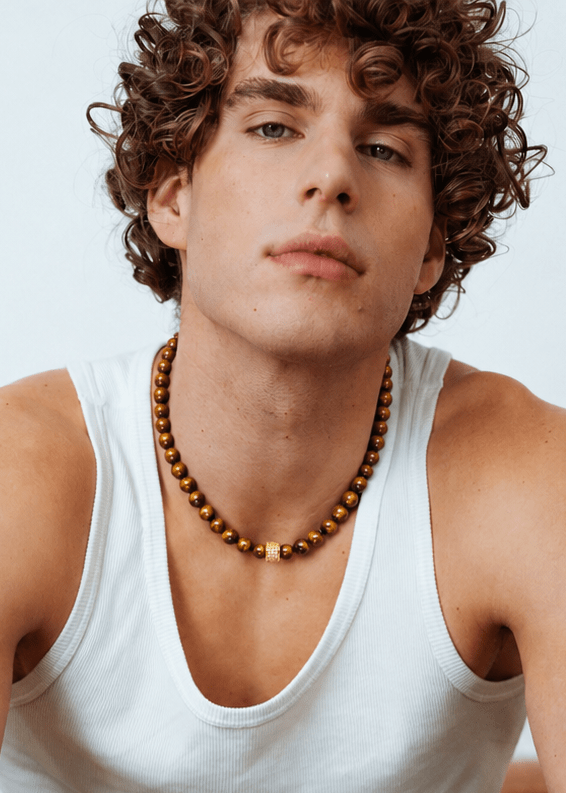 Collier Corto Oeil de Tigre et Or Jaune - NEIJE
