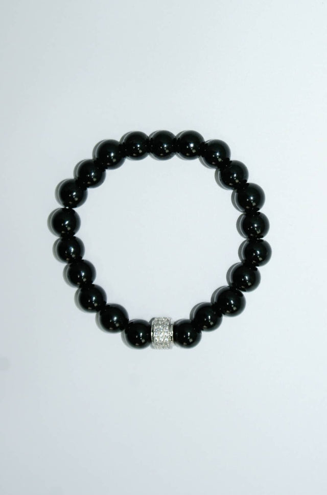 Bracelet unisexe en perles d'onyx