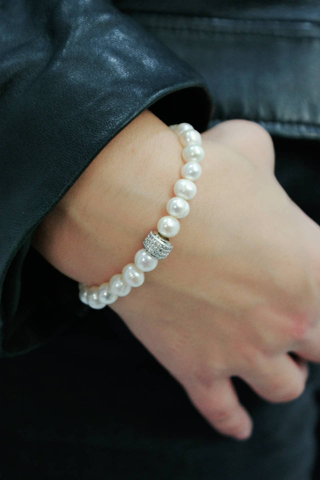 Bracelet en perles de culture et plaqué or blanc 18 carats